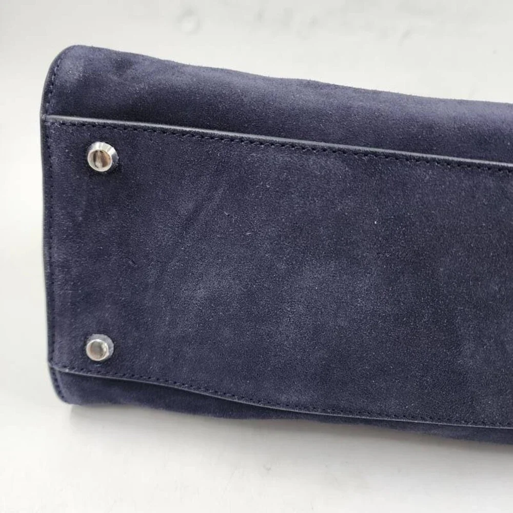 Veronica Beard Dash Suede Belted Handbag Women's Navy Magnetic Closure - Picture 14 of 15